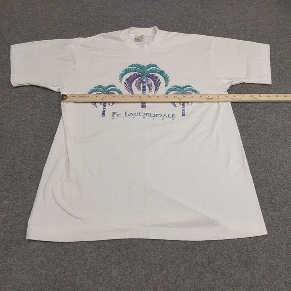 Vintage Ft. Lauderdale Florida Beach Palm Tree White Graphic T-Shirt Size Large - Picture 6 of 8